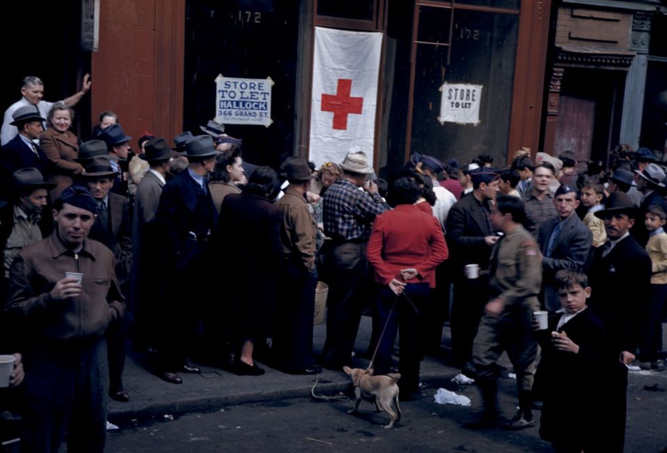 Crowd Gathers During Salvage Collection In Lower East Side, 1942