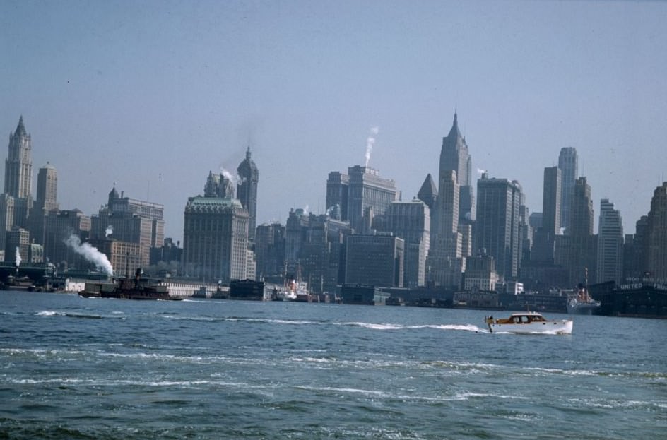 Manhattan'S Skyscrapers From Jersey City Ferry Boat, 1941