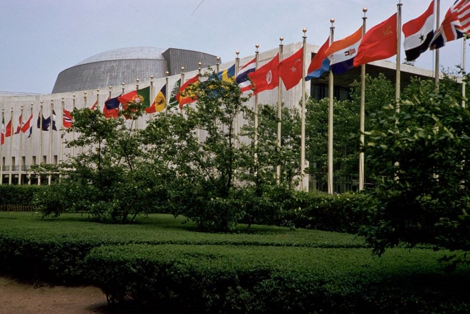 Flags At United Nations Plaza, 1960