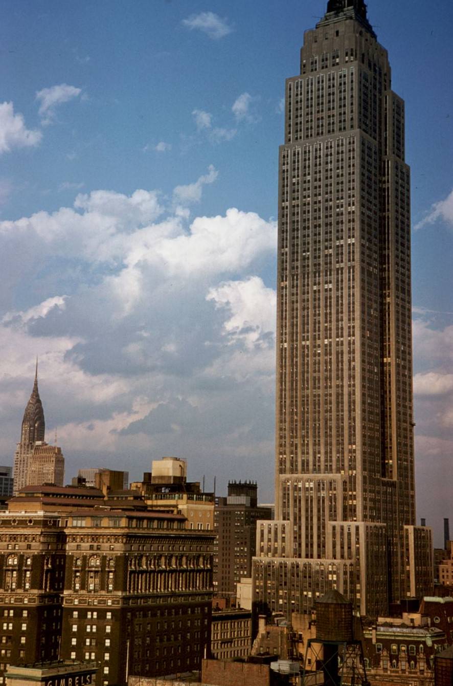 Empire State And Chrysler Bldgs. Seen From Gov. Clinton Hotel, 1950S