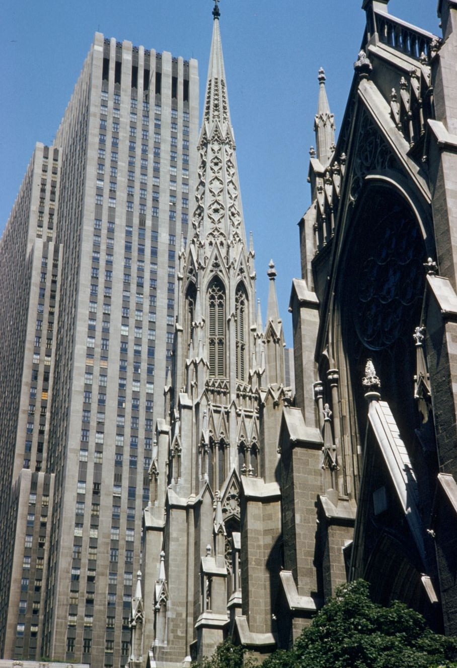 View High From 50Th St. Alongside St. Patrick'S Cathedral, 1960