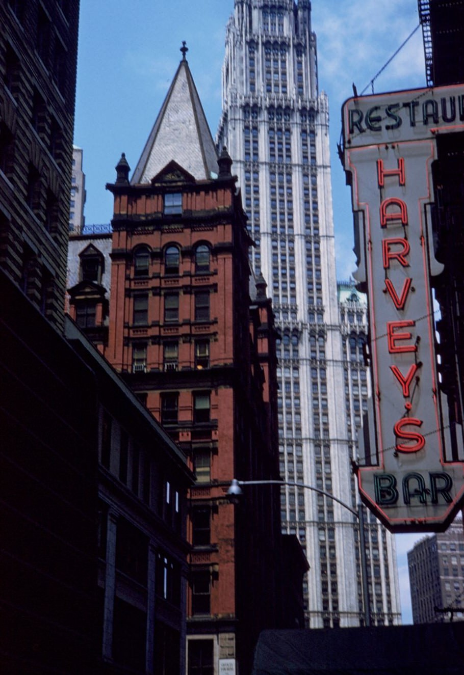 Woolworth Tower From Beekman St. Manhattan, 1960