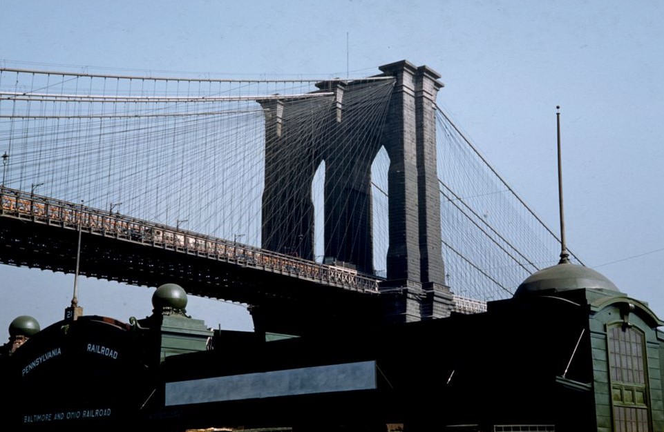 Tower Of Brooklyn Bridge From South St. Manhattan, 1941