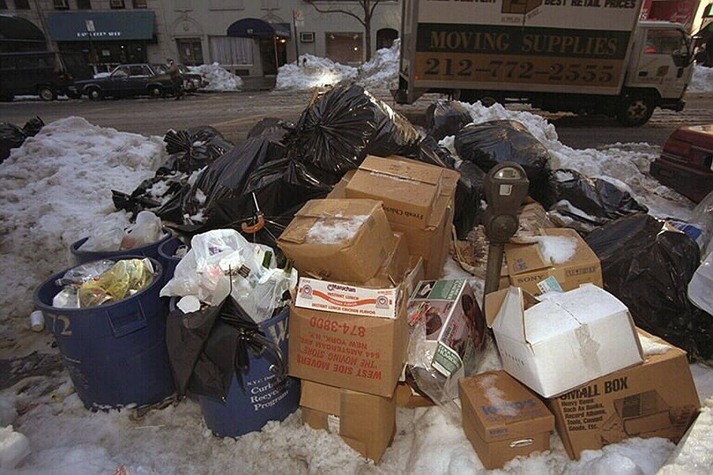 Garbage Piles Up At Columbus Ave. At 72Nd St. Due To The Blizzard, 1996