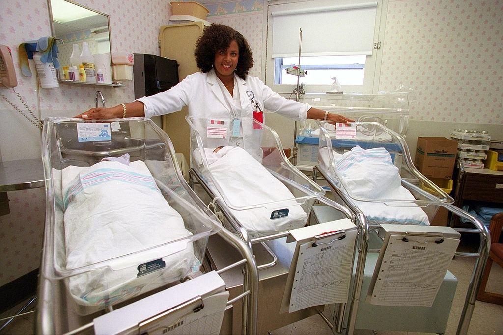 Provie Monchek In Maternity Ward At Beth Israel Hospital With Babies Born In The Blizzard, 1996
