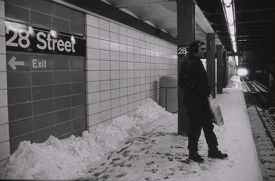 Man Stands On Snowy Train Platform, 1996
