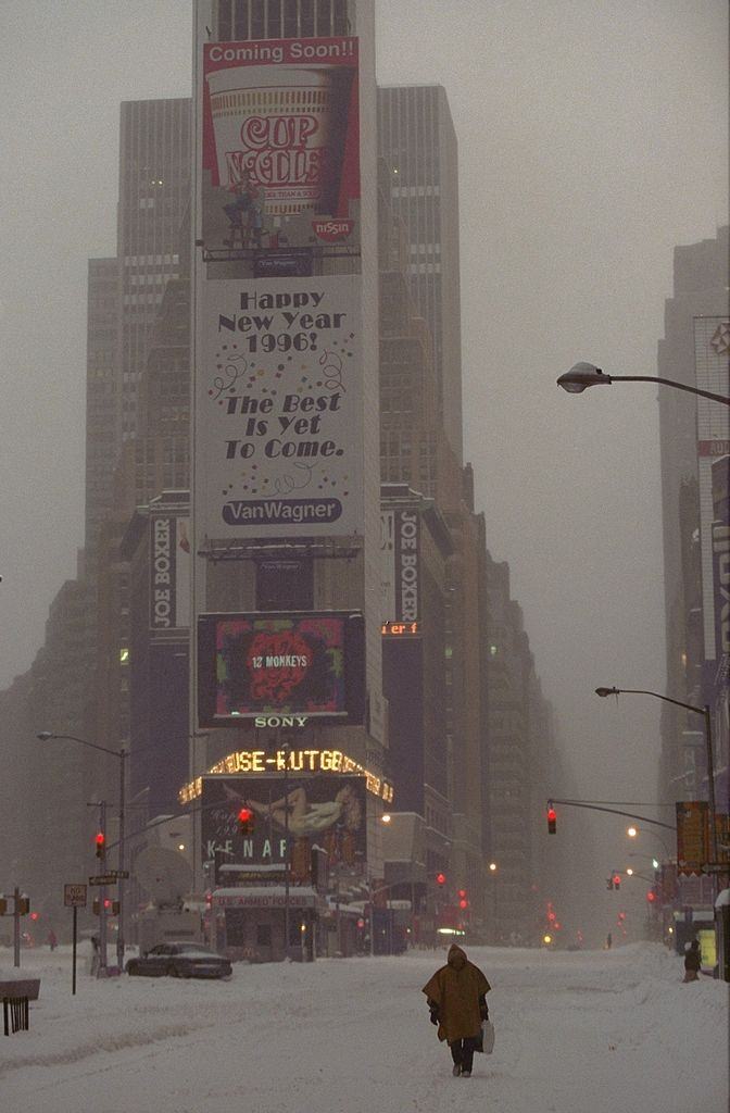A Nearly Deserted Times Square During A Blizzard, 1996