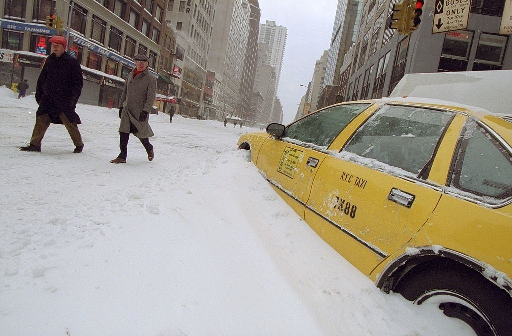 Idle Taxi Cab Sits Buried In Snow On 57Th St. The Day After A Blizzard, 1996