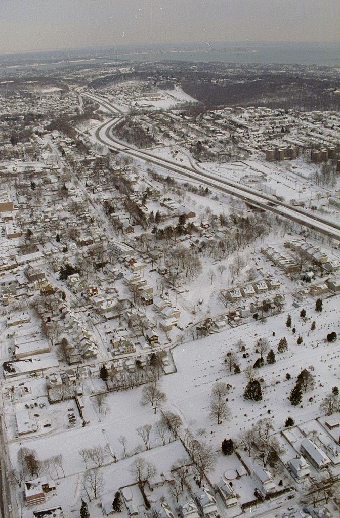 Aerial Of Staten Island After A Blizzard, 1996