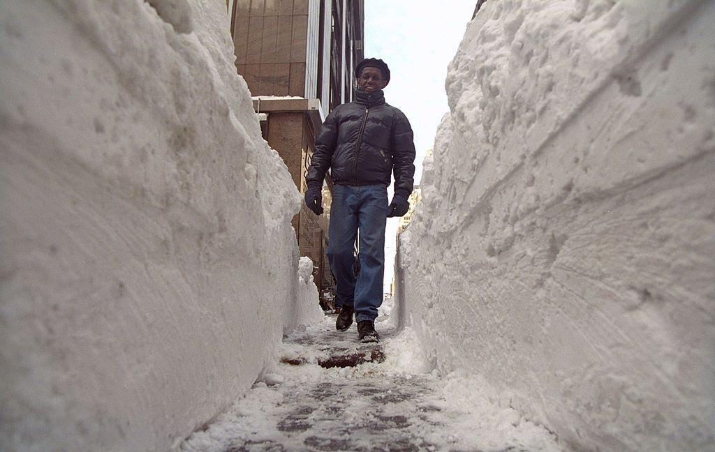 Huge Tunnels Dug Out Of The Snow Allow New Yorkers To Get Onto Sidewalks As They Head Back To Work After A Blizzard, 1996