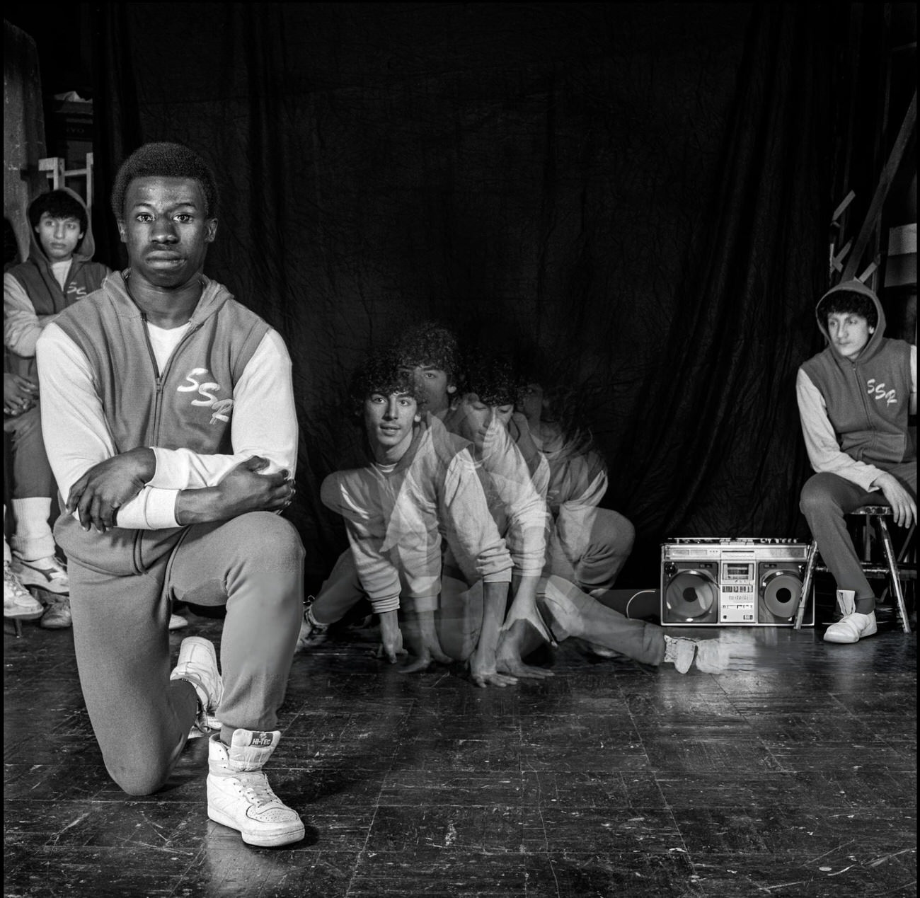 Members Of The Soul Sonic Rockers With A Boombox, 1983.