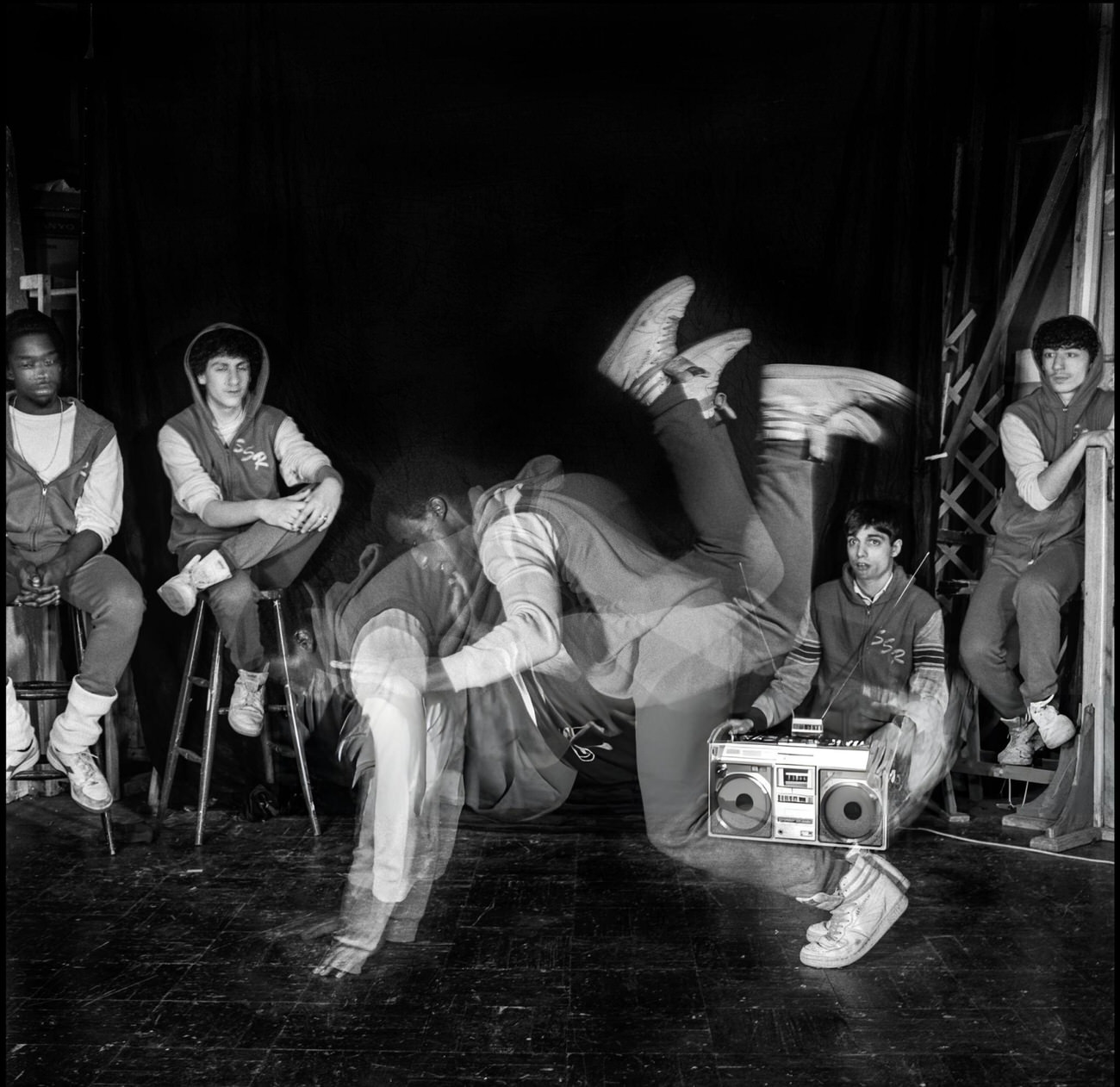 Members Of The Soul Sonic Rockers With A Boombox, 1983.