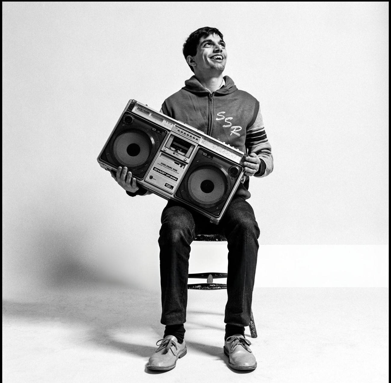 A Member Of The Soul Sonic Rockers Holding A Sharp Boombox, 1983.