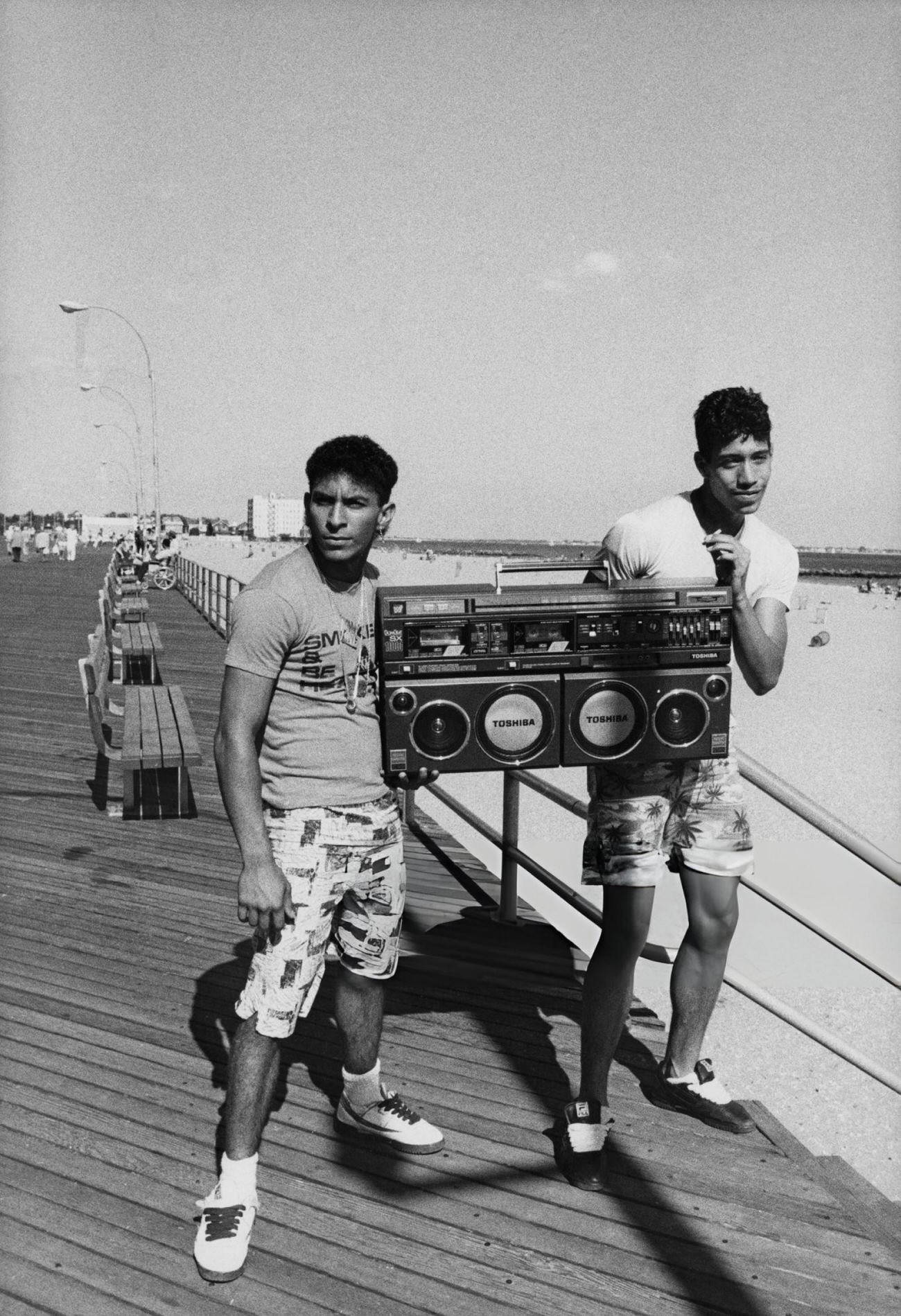 Two Friends Show Their Boombox On The Beach At Coney Island, New York City, 1986.