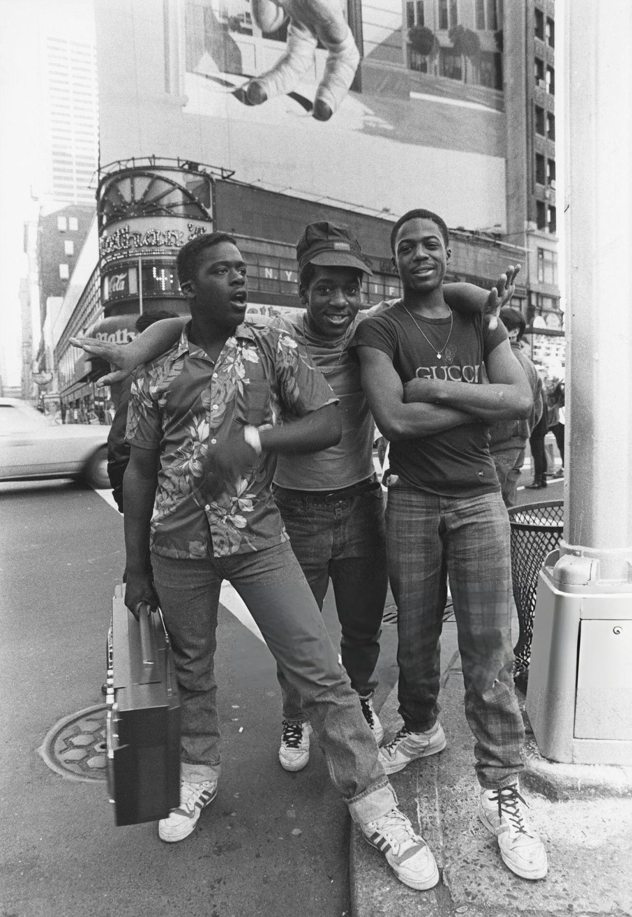 Three Young Men In Times Square With A Boombox,1987.
