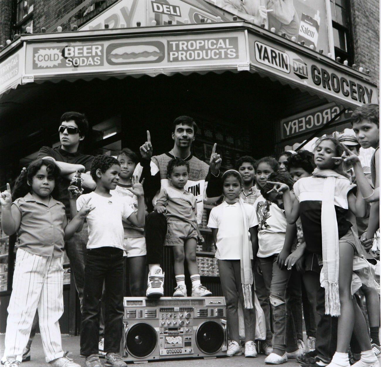 Freshmen Poses With His Fans Outside A Lower East Side Deli, With A Boombox, 1988.