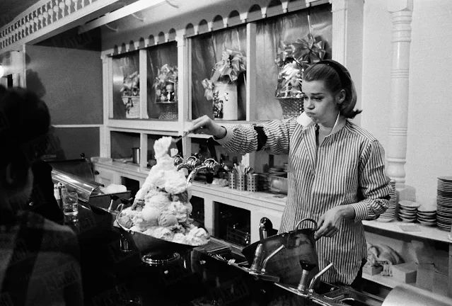 Jane Fonda, Between Her Dance And Comedy Lessons, Worked Behind The Ice Cream Counter At The Hicks &Amp;Amp; Son Restaurant On 5Th Avenue, November 1959.