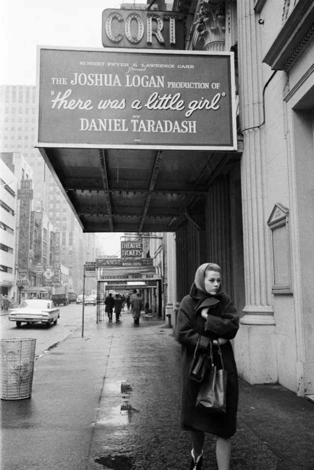 Jane Fonda In Front Of The Cort Theater, On 48Th Street In Manhattan, In The District Of Broadway, Where She Then Plays The Play There Was A Little Girl, November 1959