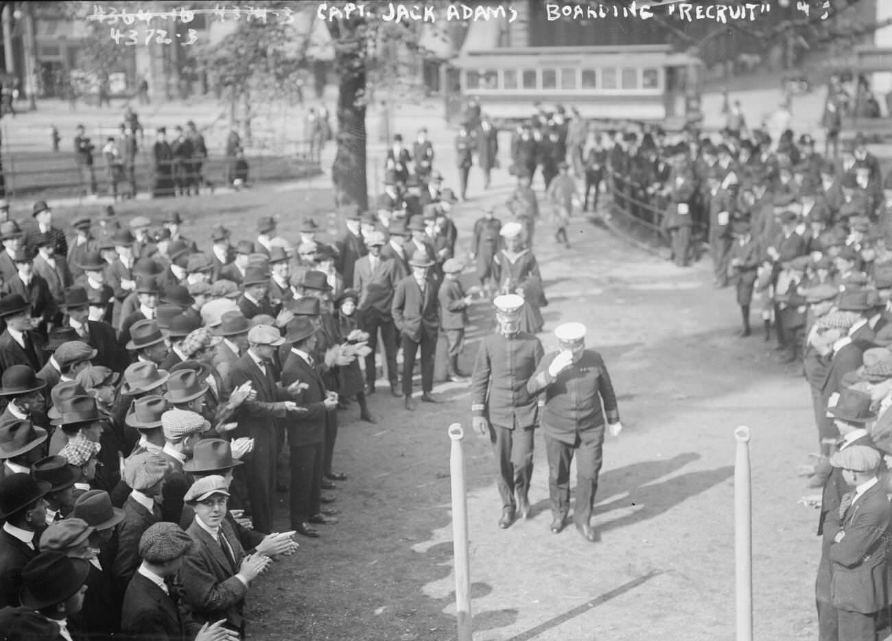 Captain Jack Adams Boarding The Uss Recruit, 1917.