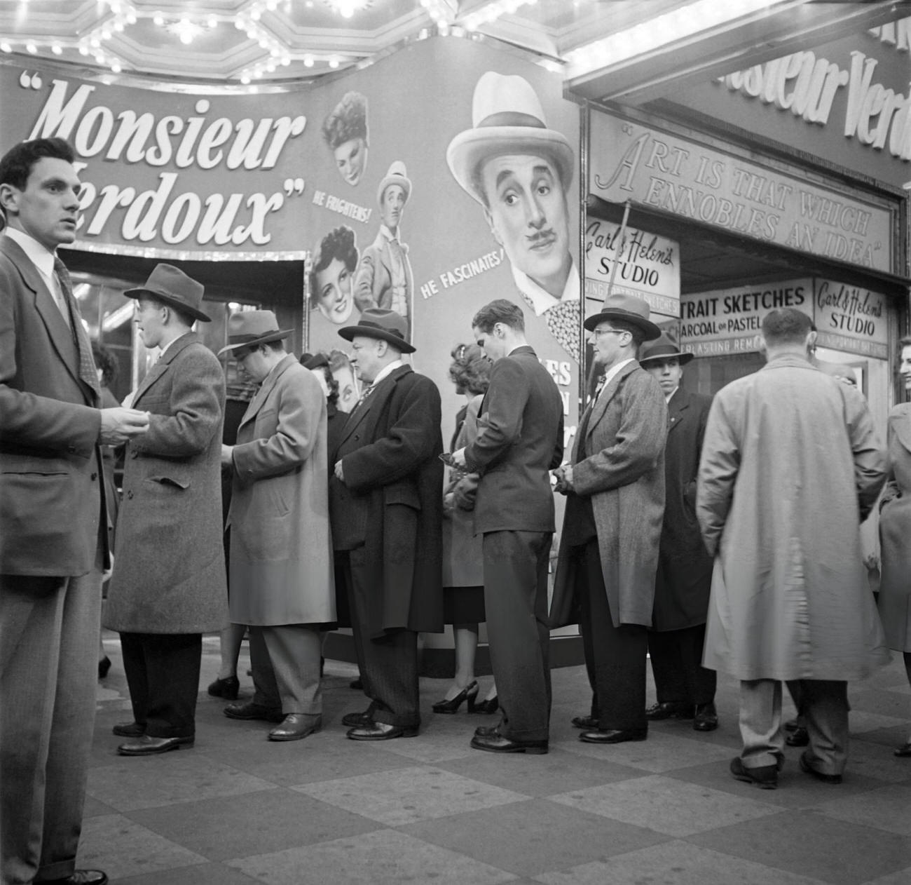 Men Wait In Line At A Cinema On Broadway, 1947.