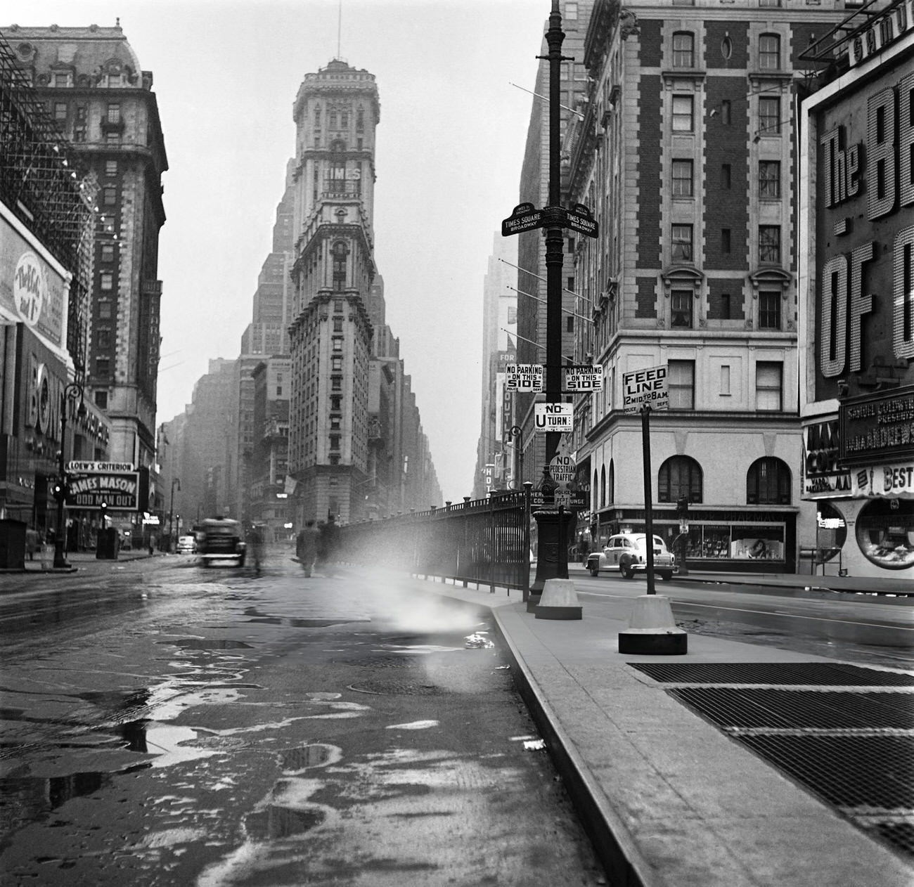 Smoke Rises From A Manhole In Times Square, Early In A Morning, 1947.