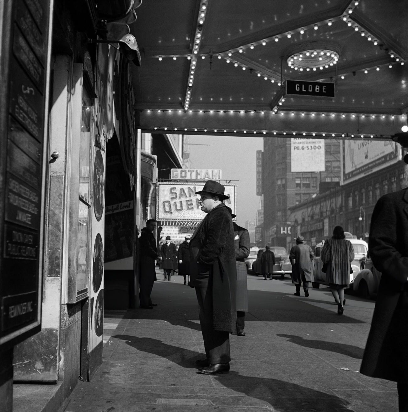 A Man Stands In Front Of A Theatre On Broadway, 1947.