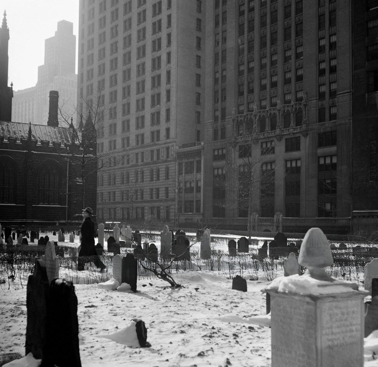 17Th And 18Th Century Graves Covered With Snow In The Cemetery Surrounding Trinity Church, 1947.