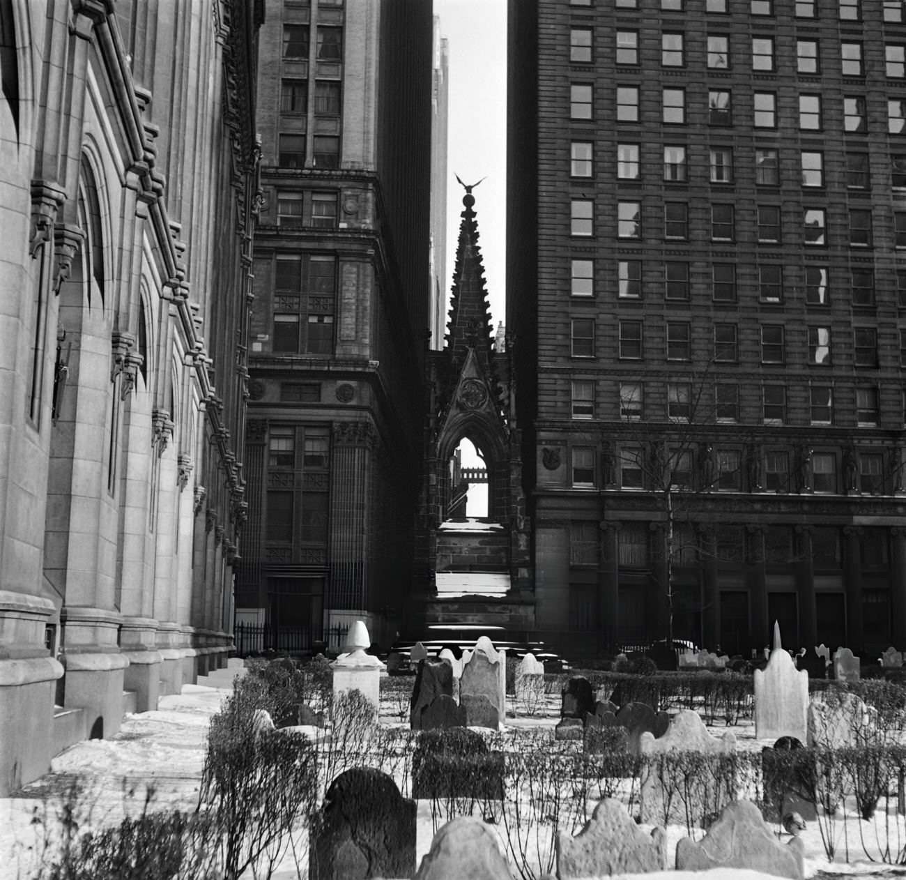 17Th And 18Th Century Graves Covered With Snow In The Cemetery Surrounding Trinity Church, 1947.