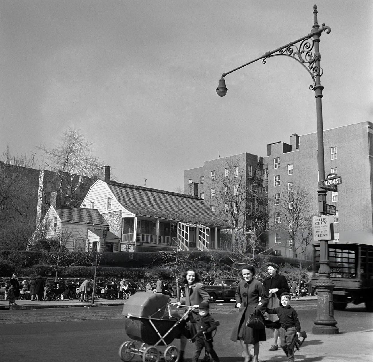 Women Cross 204Th Street At The Corner With Broadway, With Children And Baby Carriages, 1947.