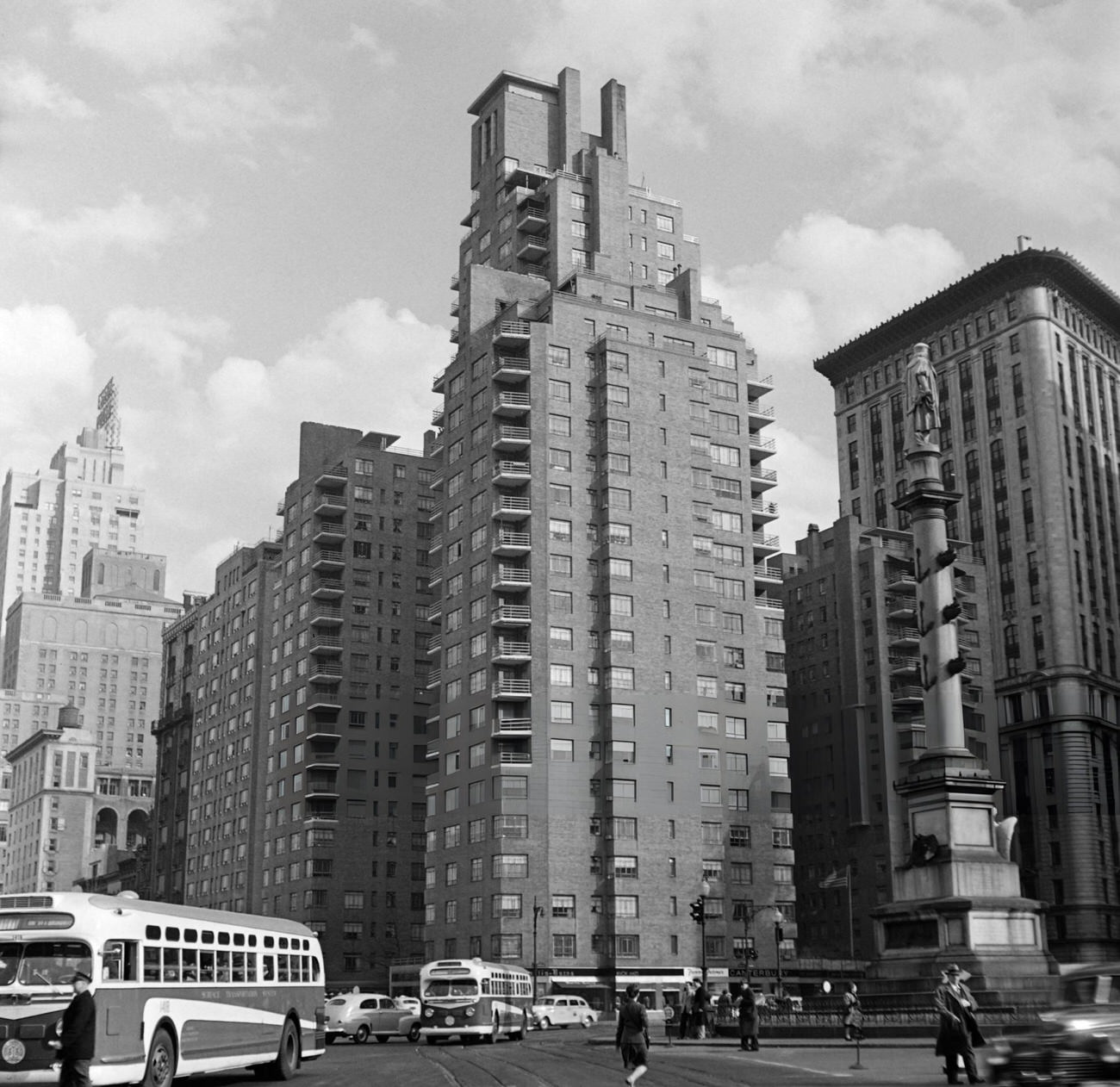 Columbus Circle, Located At The Intersection Of 8Th Avenue, Broadway, Central Park South And Central Park West, 1947.