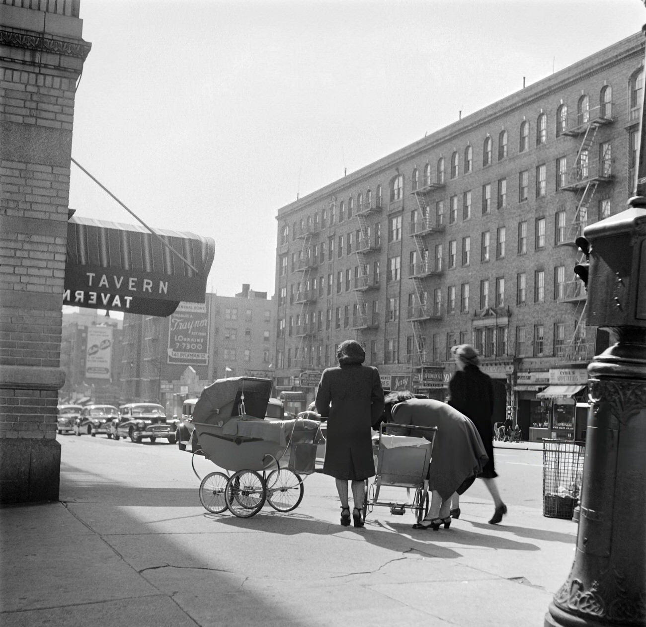 Women Walk With Children And Baby Carriages Before Going To A Park, 1947.