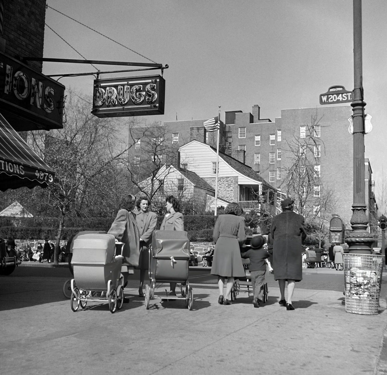 Women Walk With Children And Baby Carriages, 1947.