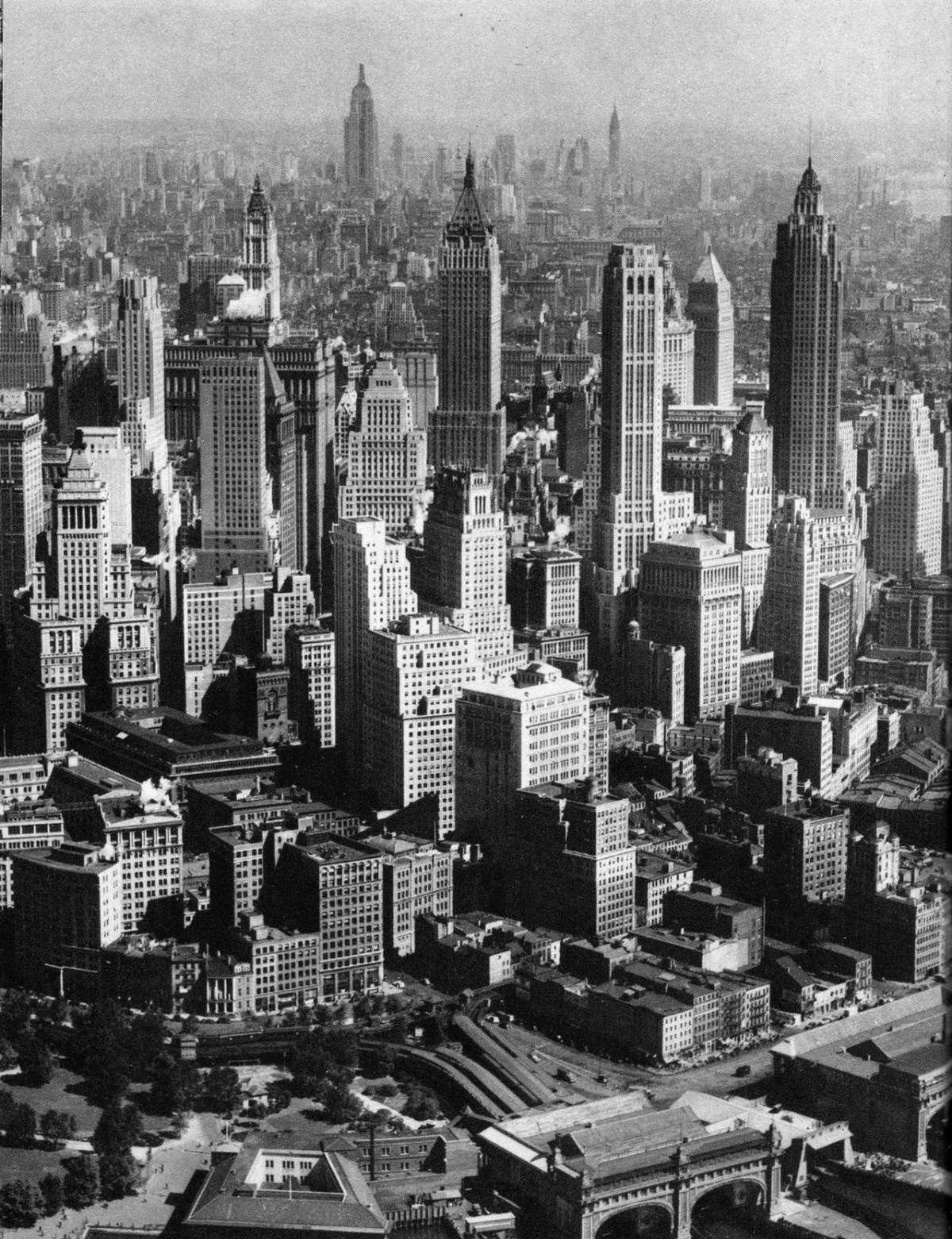 Lower Manhattan’s Financial District Skyscrapers, With Midtown Manhattan Skyscrapers In The Background, 1939.