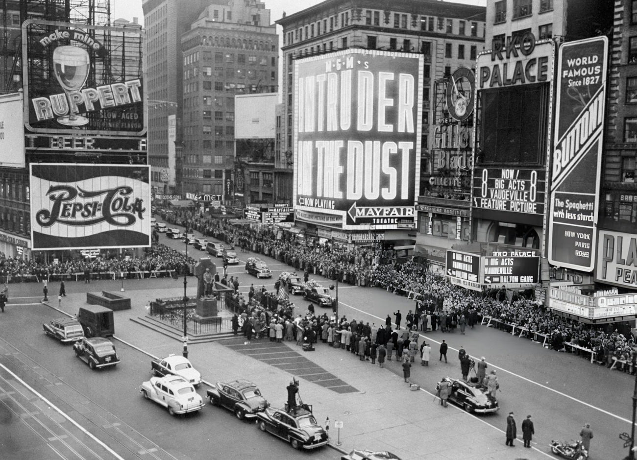 The Funeral Procession Of Bill Robinson &Amp;Quot;Bojangles&Amp;Quot; Passing Through Times Square, 1949.