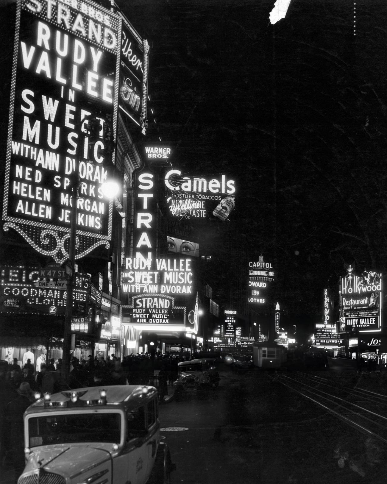 Times Square At Night, New York City, 1940.