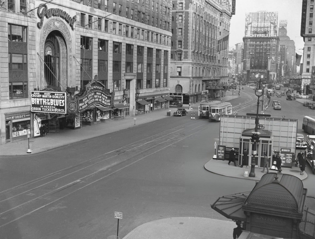 Times Square-42Nd Street Subway Station Looking North Down A Deserted 7Th Avenue During An Air Raid Drill, 1941.