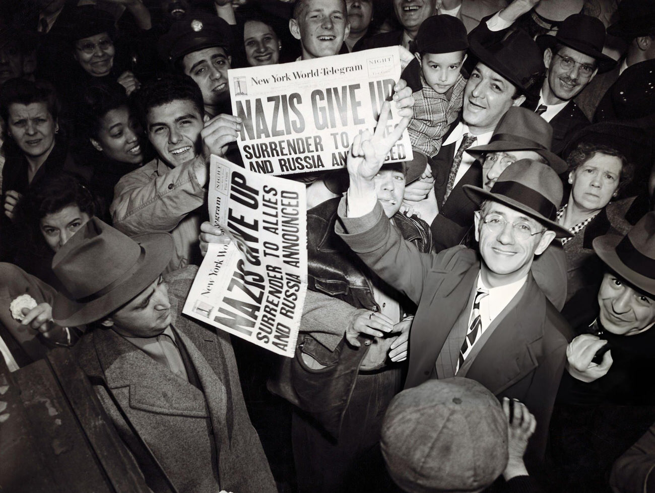 Celebrations Begin In New York On The Announcement Of Germany'S Surrender At The End Of World War Ii, 1945.