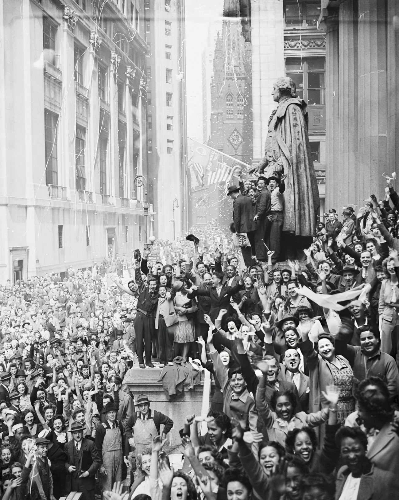 Workers On Wall Street Celebrate The Reported End Of The War In Europe, 1945.