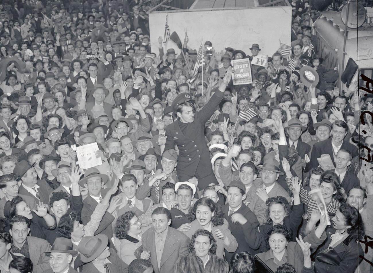 A V-E Day Celebration Near Times Square In New York City.