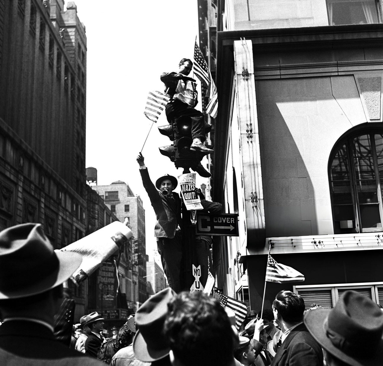 Emotions Run High On V-E Day In New York, 1945.