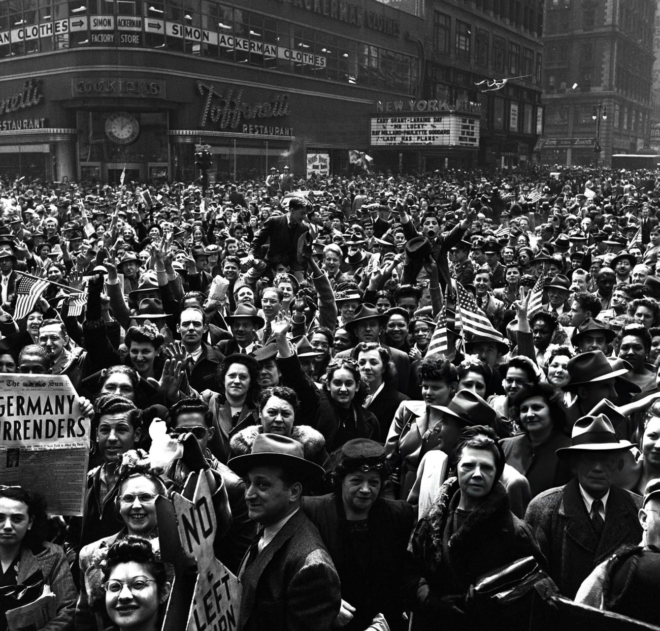 Crowds Show Their Jubilation And Relief On V-E Day In New York, 1945.