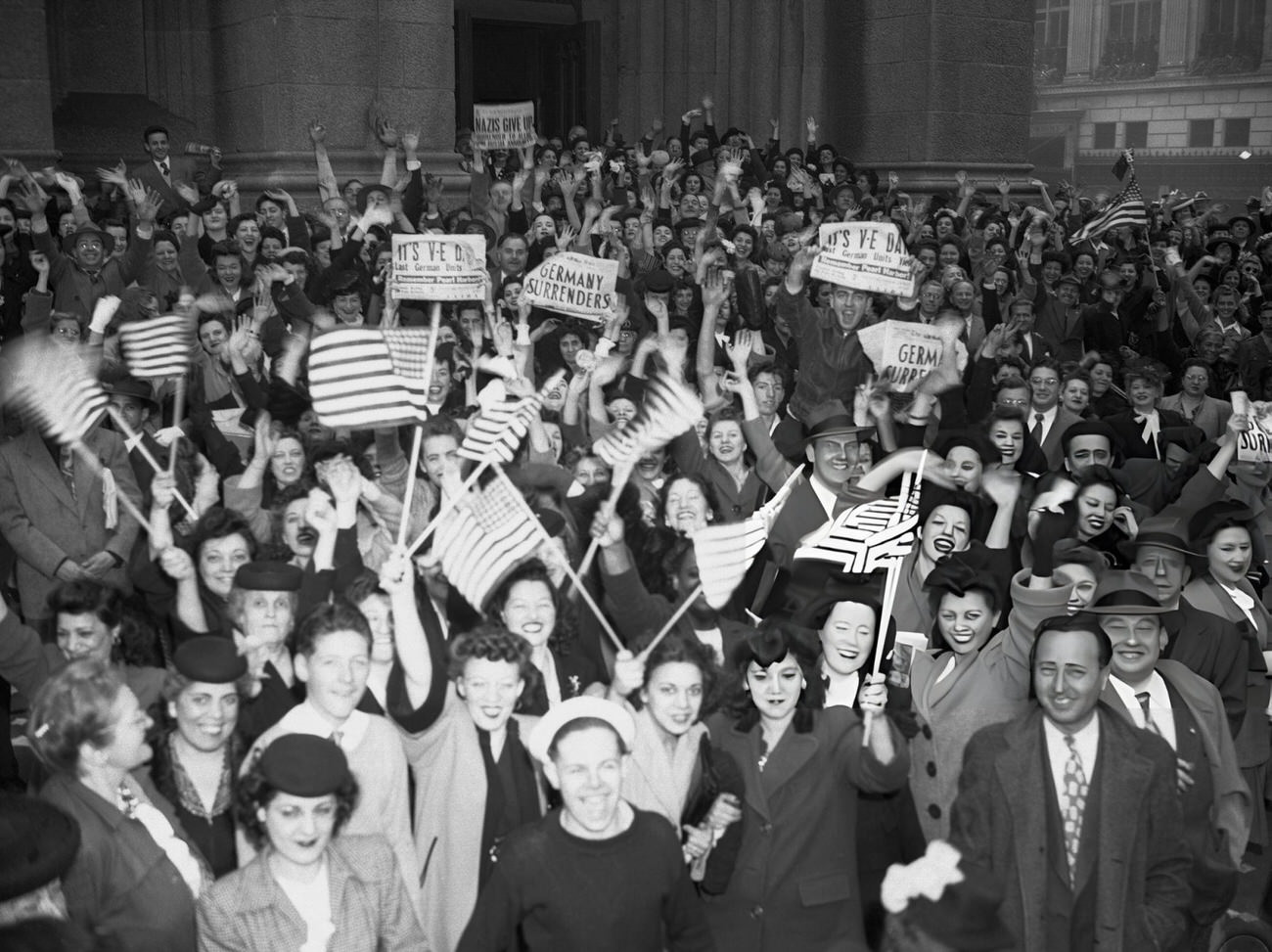 A Ve Day Celebration Site In New York City, 1945.