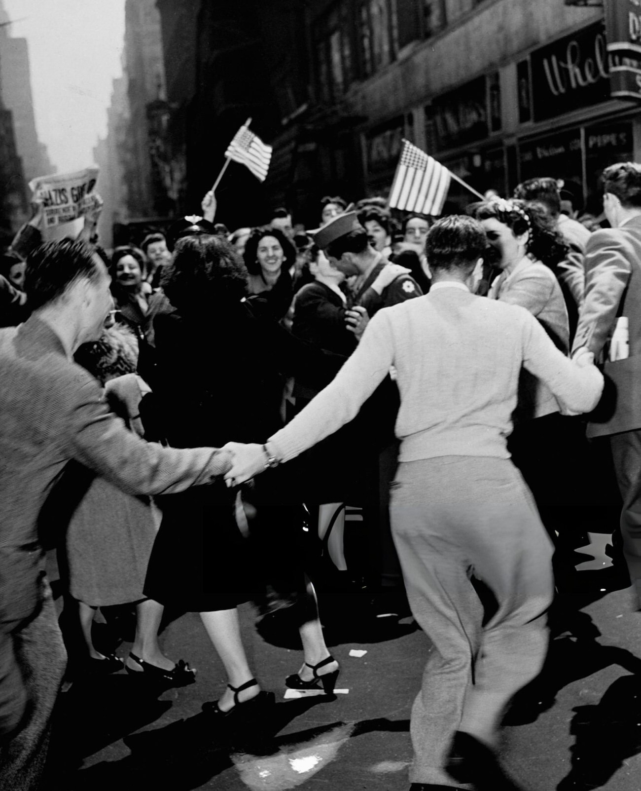 New Yorkers Exultant After Hearing Of Germany'S Unconditional Surrender, 1945.