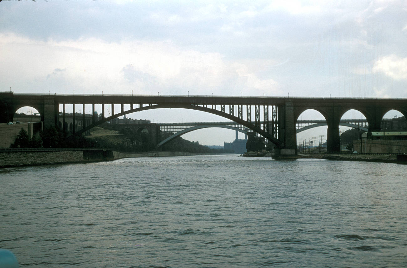 A View Of Bridges Spanning The Harlem River, 1956.