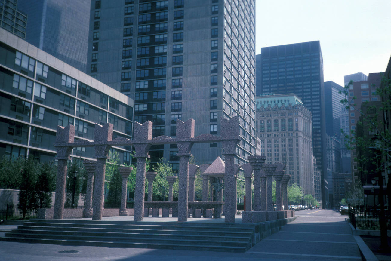 Ned Smyth'S Sculpture &Amp;Quot;The Upper Room&Amp;Quot; In Battery Park City, 1988.