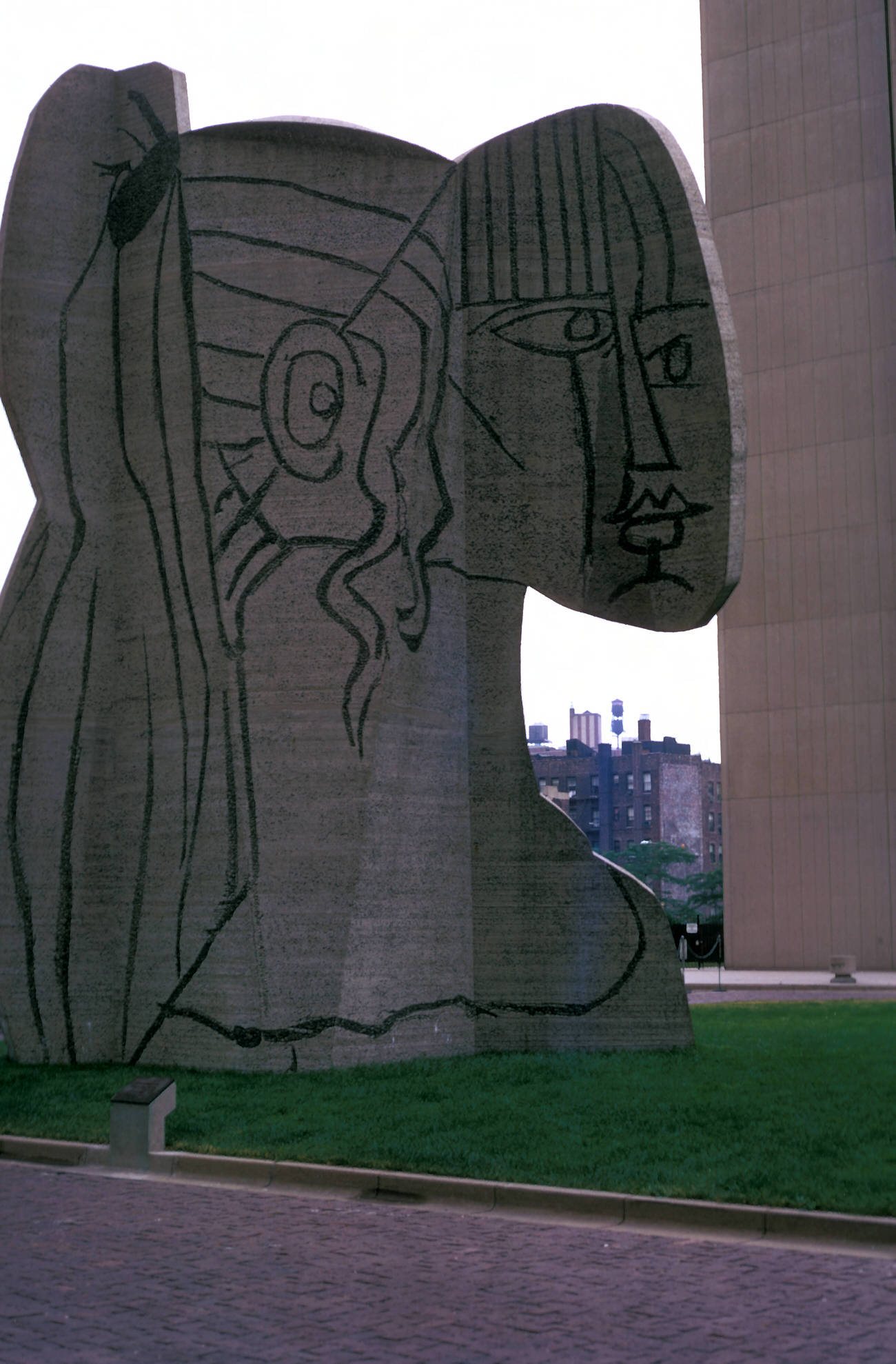 Picasso'S &Amp;Quot;Bust Of Sylvette&Amp;Quot; Sculpture In Washington Square Village, 1978.