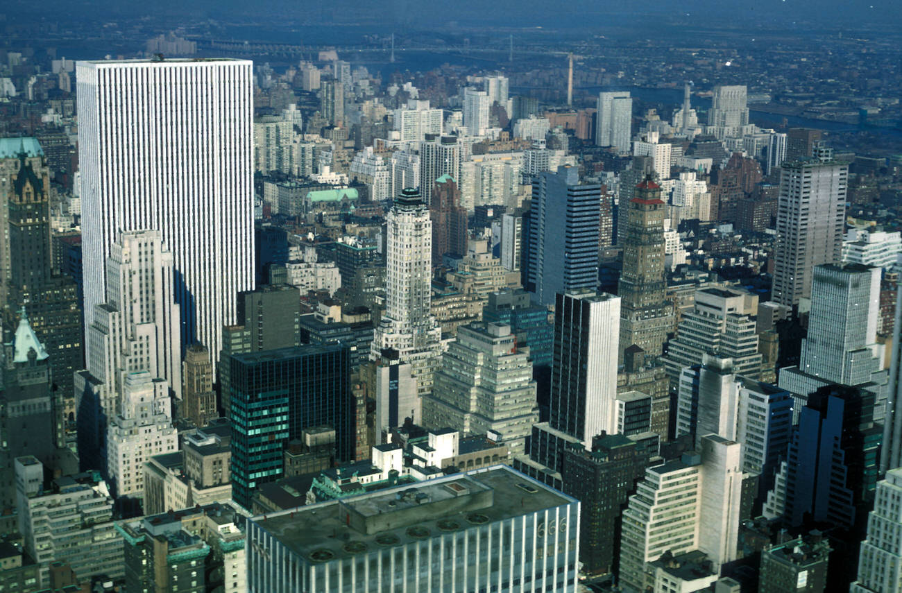 A City Overview From Rockefeller Center'S Rca (Ge) Building, 1969.