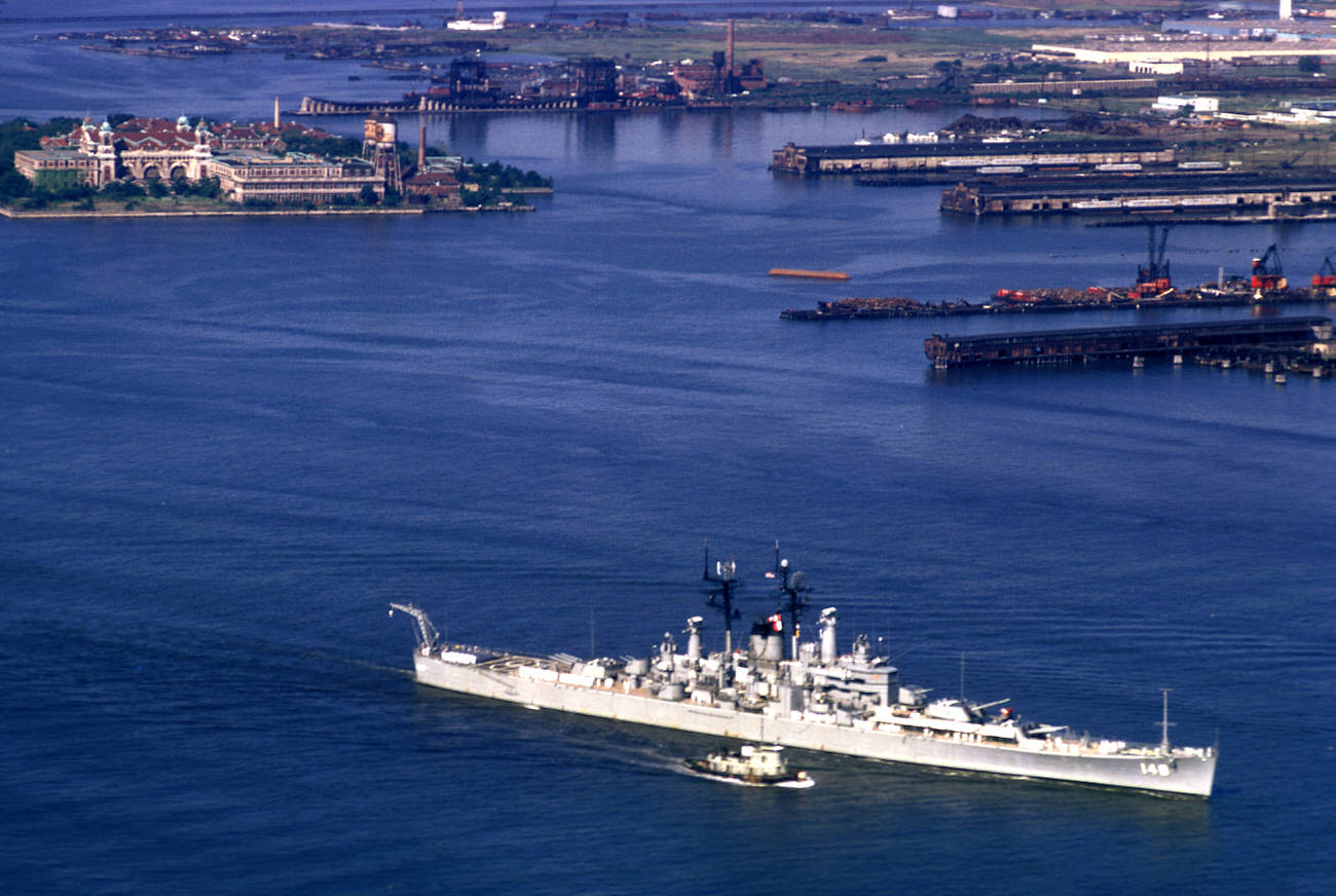 A View Of The Uss &Amp;Quot;Newport News&Amp;Quot; Near Ellis Island In The Upper Bay, 1973.