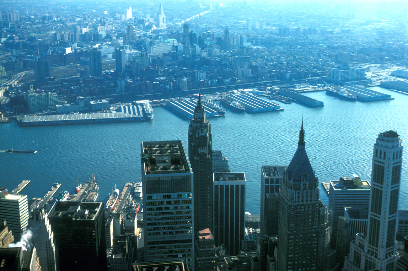 A View Of The Wall Street District And Brooklyn Piers, 1975.