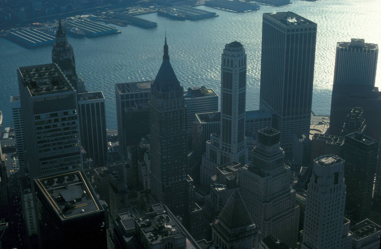 A View Of The Wall Street Area From The World Trade Center, 1975.